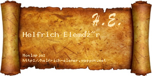 Helfrich Elemér névjegykártya